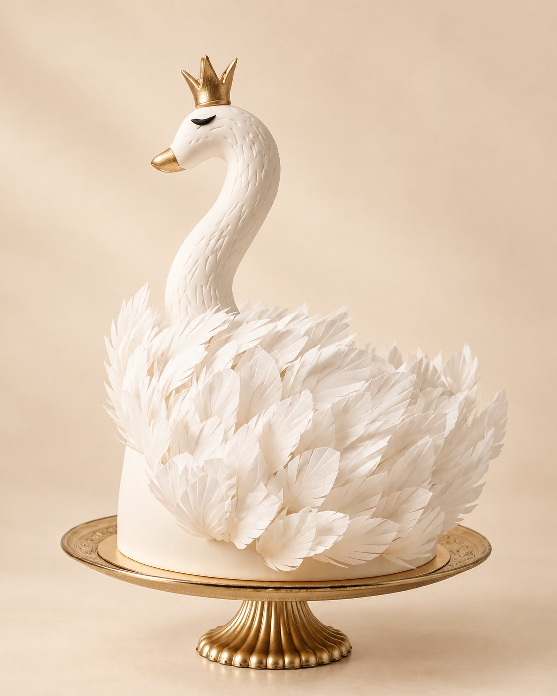 Création en forme de cygne à la couronne dorée, faite main